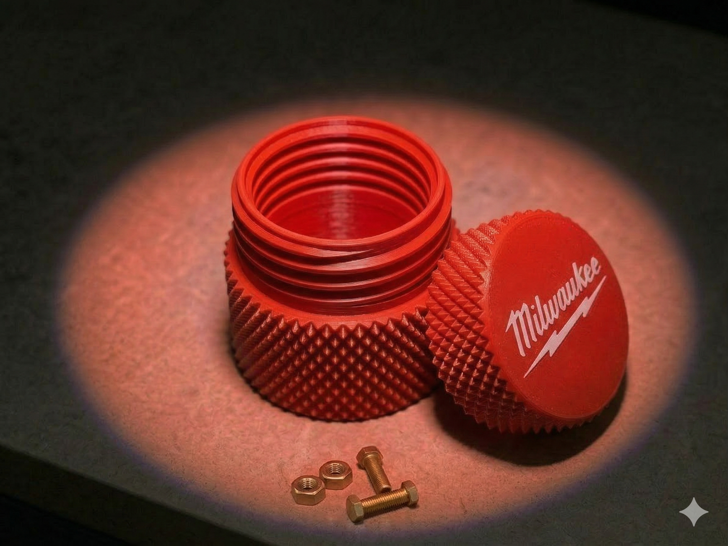 Milwakee Knurled Threaded Containers | Wire nut, screws, and hardware storage | Great Gift Idea | Excellent Grip and Threads